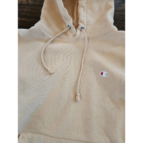 Champion Vtg Reverse Weave Beige orangey Pullover Hoodie Men Large oversized fit - Picture 3 of 9
